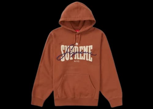 Supreme Embroidered Chenille Hooded Sweatshirt Brown