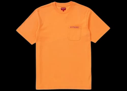 Supreme Embroidered Pocket Tee Fluorescent Orange