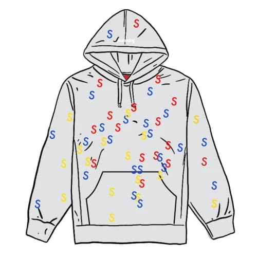 Supreme Embroidered S Hooded Sweatshirt Ash Grey