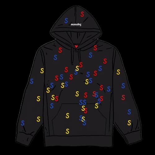 Supreme Embroidered S Hooded Sweatshirt Black
