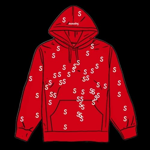 Supreme Embroidered S Hooded Sweatshirt Red