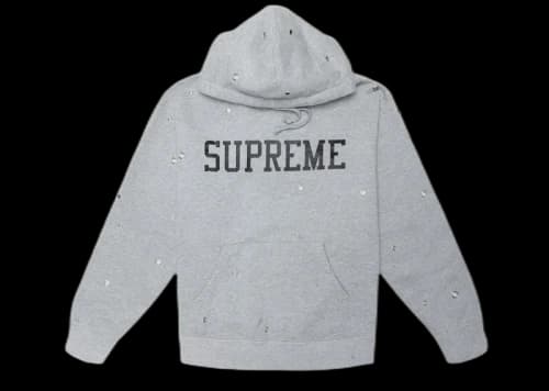 Supreme Eyelet Hooded Sweatshirt Heather Grey