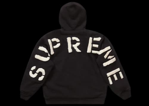 Supreme Faux Fur Lined Zip Up Hooded Sweatshirt Black
