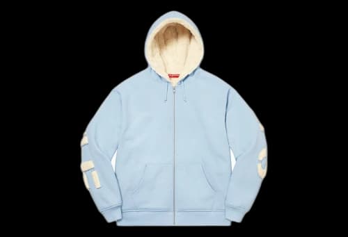 Supreme Faux Fur Lined Zip Up Hooded Sweatshirt Light Blue (FW22)