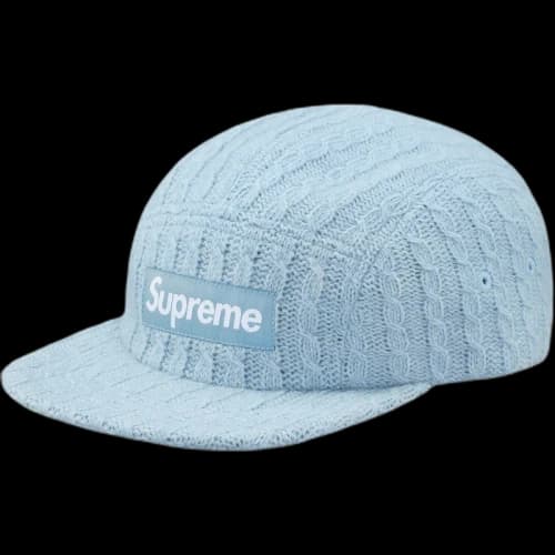 Supreme Fitted Cable Knit Camp Cap Light Blue