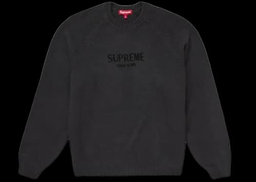 Supreme Flocked Logo Sweater Black