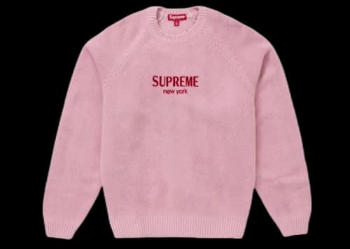 Supreme Flocked Logo Sweater Pink