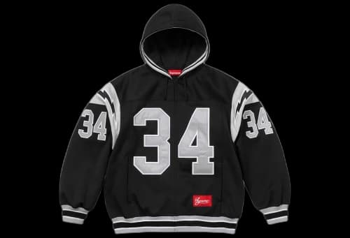 Supreme Football Zip Up Hooded Sweatshirt Black (SS24)
