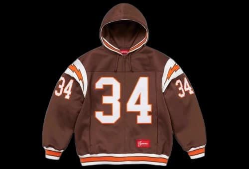 Supreme Football Zip Up Hooded Sweatshirt Brown (SS24)
