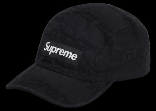 Supreme Frayed Logos Denim Camp Cap Black