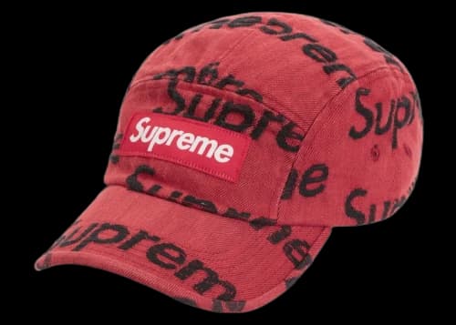 Supreme Frayed Logos Denim Camp Cap Red