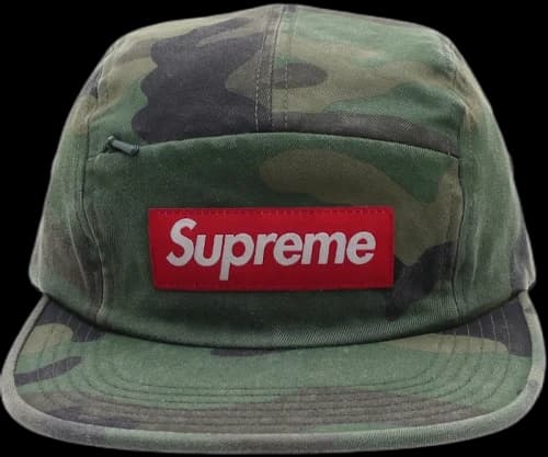 Supreme Front Panel Zip Camp Cap Woodland