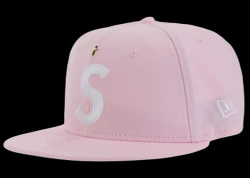 Supreme Gold Cross S Logo New Era Fitted Hat Pink
