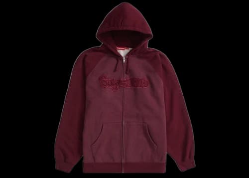 Supreme Gonz Appliqué Zip Up Hooded Sweatshirt Burgundy