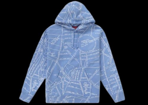 Supreme Gonz Embroidered Map Hooded Sweatshirt Columbia Blue