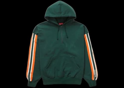 Supreme Half Zip Hooded Sweatshirt Dark Green