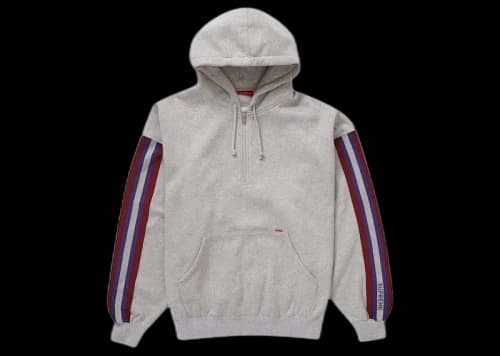 Supreme Half Zip Hooded Sweatshirt Heather Grey