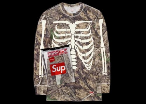 Supreme Hanes Bones Thermal Crew 1 Pack Woodland Camo