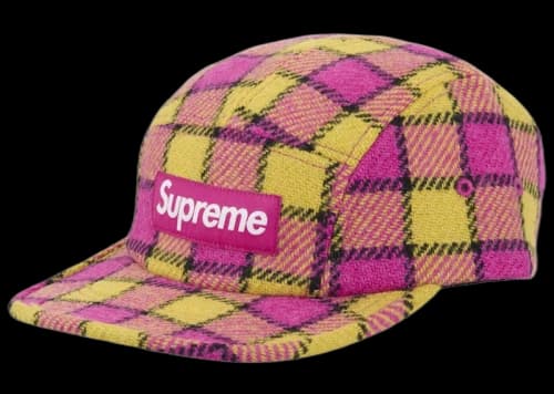 Supreme Harris Tweed Camp Cap Pink Plaid