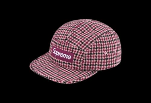 Supreme Houndstooth Wool Camp Cap Pink (FW23)