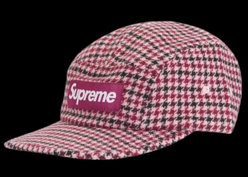 Supreme Houndstooth Wool Camp Cap Pink