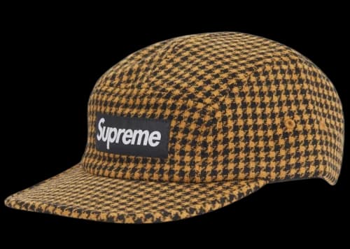 Supreme Houndstooth Wool Camp Cap Yellow