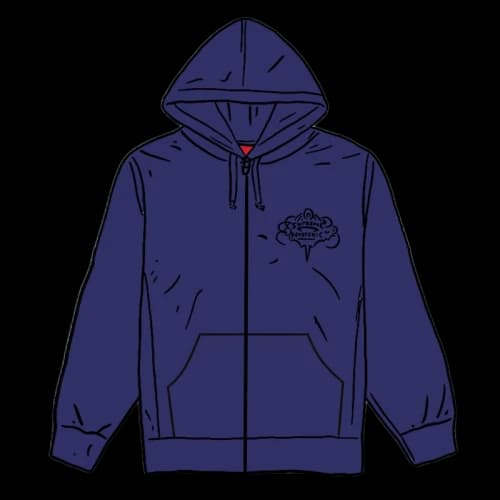 Supreme HYSTERIC GLAMOUR Zip Up Hooded Sweatshirt Washed Navy