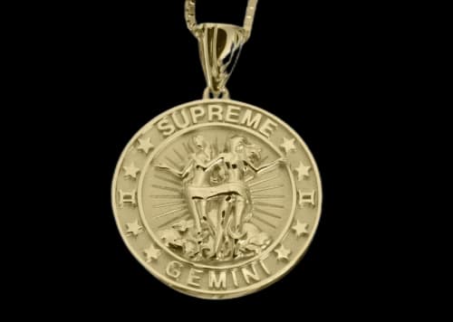 Supreme Jacob&Co Gemini Zodiac Pendant 14K Gold
