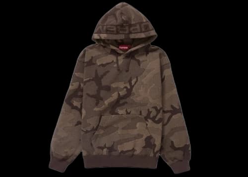Supreme Jacquard Stripe Hooded Sweatshirt Brown Camo