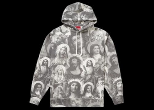 Supreme Jesus and Mary Hooded Sweatshirt Dark Grey