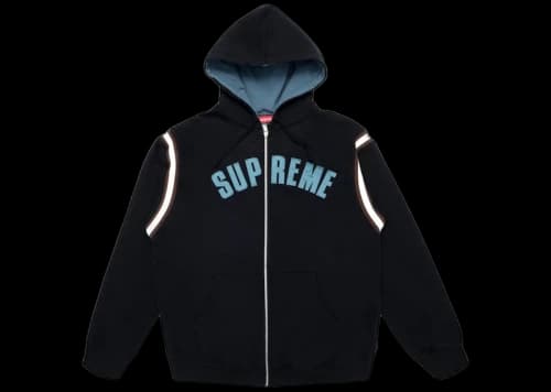 Supreme Jet Sleeve Zip Up Hooded Sweatshirt Black