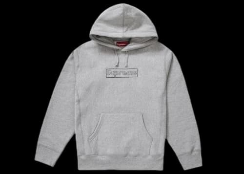 Supreme KAWS Chalk Logo Hooded Sweatshirt Heather Grey