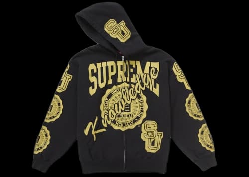 Supreme Knowledge Reigns Zip Up Hooded Sweatshirt Black