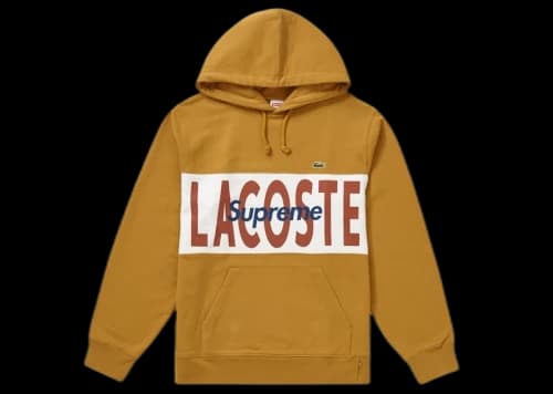 Supreme LACOSTE Logo Panel Hooded Sweatshirt Gold