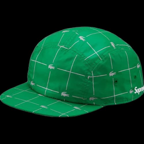 Supreme LACOSTE Reflective Grid Nylon Camp Cap Green