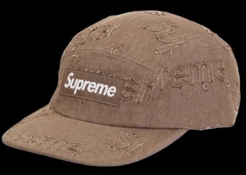 Supreme Lasered Denim Camp Cap Brown