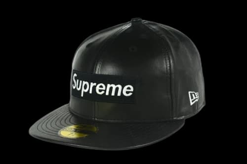 Supreme Leather Box Logo New Era Hat Black