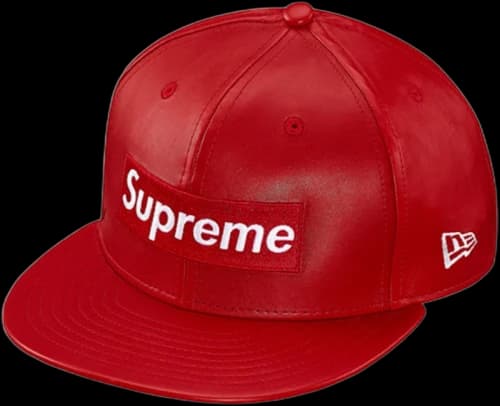 Supreme Leather Box Logo New Era Hat Red