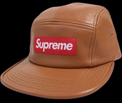 Supreme Leather Camp Cap Light Brown