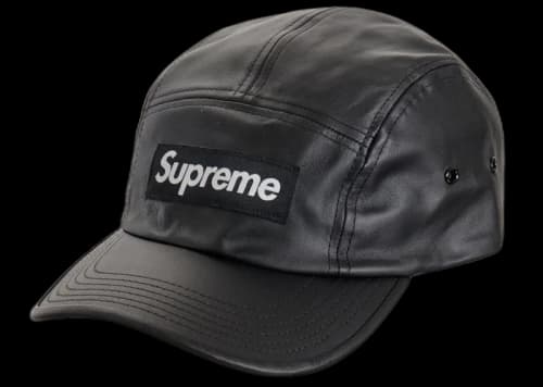 Supreme Leather Camp Cap (SS21) Black