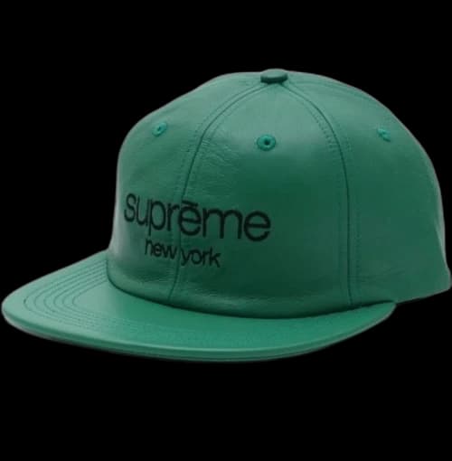 Supreme Leather Classic Logo 6 Panel Green