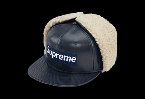 Supreme Leather Earflap Box Logo New Era Navy (FW22)