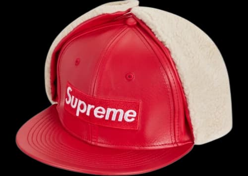 Supreme Leather Earflap Box Logo New Era Red