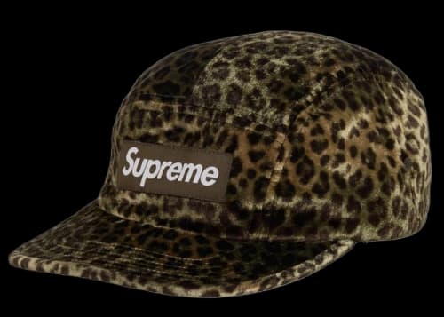 Supreme Leopard Velvet Camp Cap Olive
