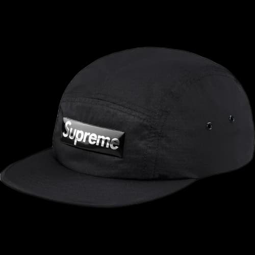 Supreme Liquid Metal Logo Camp Cap Black