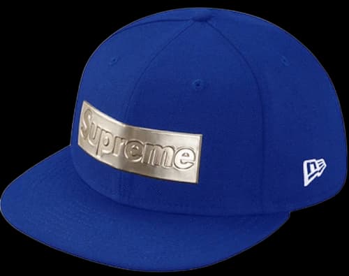 Supreme Metallic Box Logo New Era Hat Royal