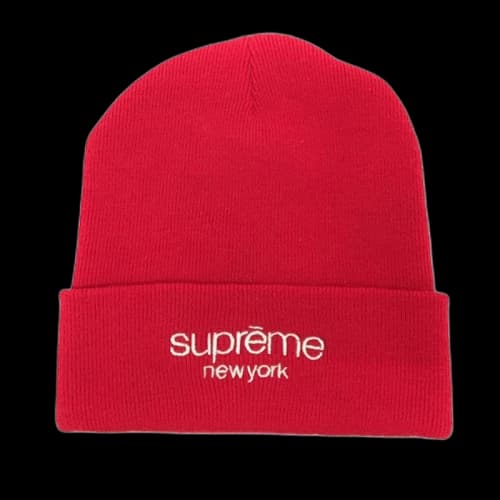 Supreme Metallic Classic Logo Beanie Red