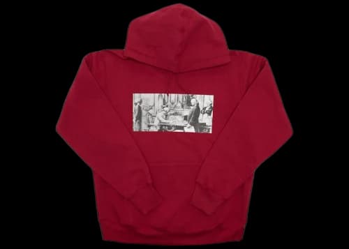 Supreme Mike Kelley Franklin Signing the Treaty of Alliance with French Officials Hooded Sweatshirt Dark Magenta