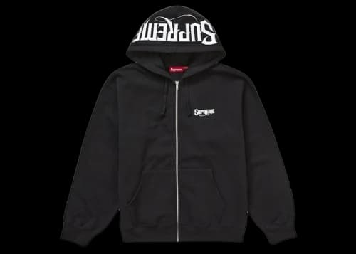 Supreme Mister Cartoon Zip Up Hooded Sweatshirt Black