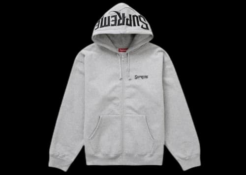 Supreme Mister Cartoon Zip Up Hooded Sweatshirt Heather Grey